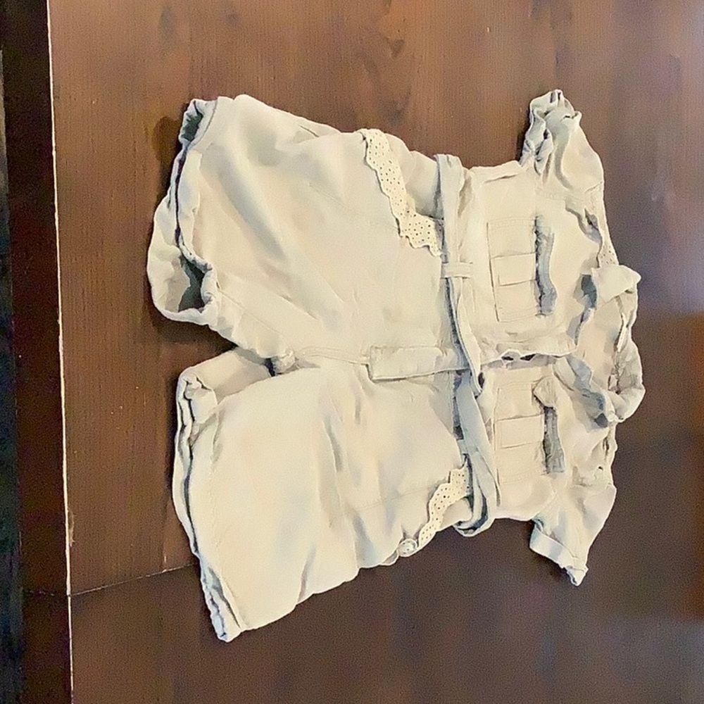 Guess green romper with detachable belt; short sleeve